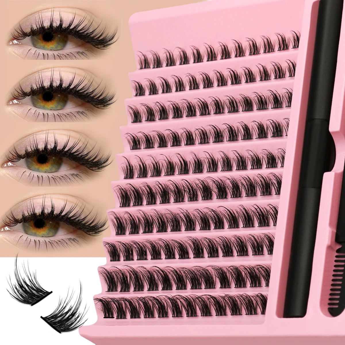 DIY Lashes Extension Kit Individual Eyelash Extension Kit Cluster Lashes Kit Lash Glue for Eyelash Extensions Makeup