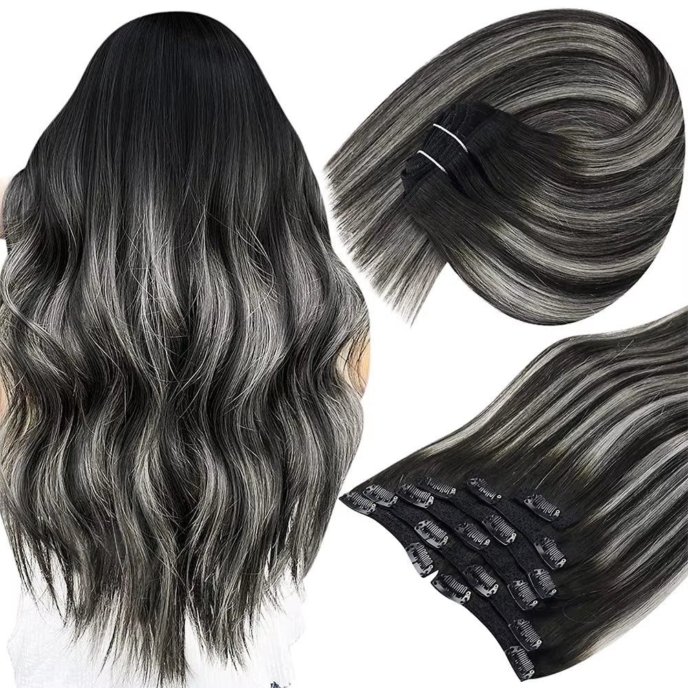 Clip in Hair Extension Human Hair Balayage Natural Human Hair Extension Human Hair Clip Extension for Women