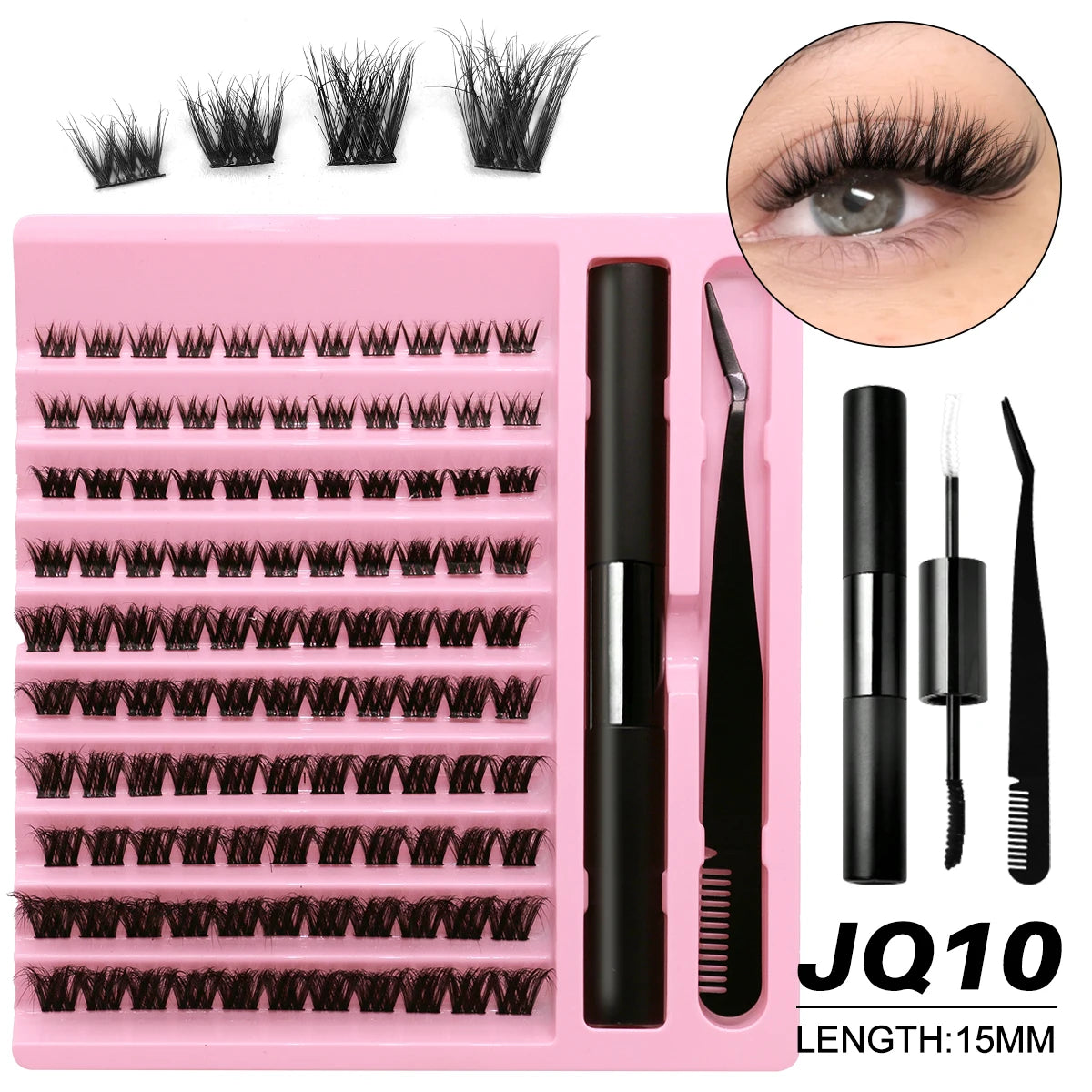 DIY Lashes Extension Kit Individual Eyelash Extension Kit Cluster Lashes Kit Lash Glue for Eyelash Extensions Makeup