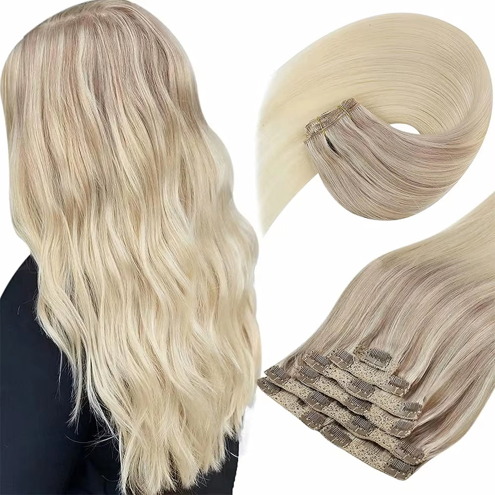 Clip in Hair Extension Human Hair Balayage Natural Human Hair Extension Human Hair Clip Extension for Women