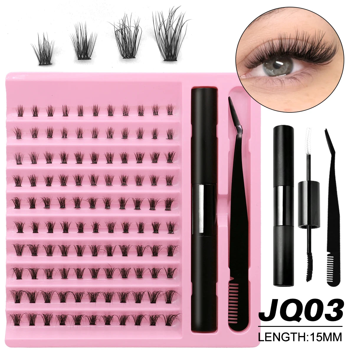 DIY Lashes Extension Kit Individual Eyelash Extension Kit Cluster Lashes Kit Lash Glue for Eyelash Extensions Makeup