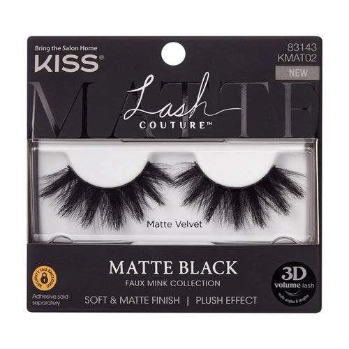 (6 Pack)  Lash Couture Matte Black Faux Mink False Eyelashes, Strip Lashes, Matte Velvet, Black, 1 Pair