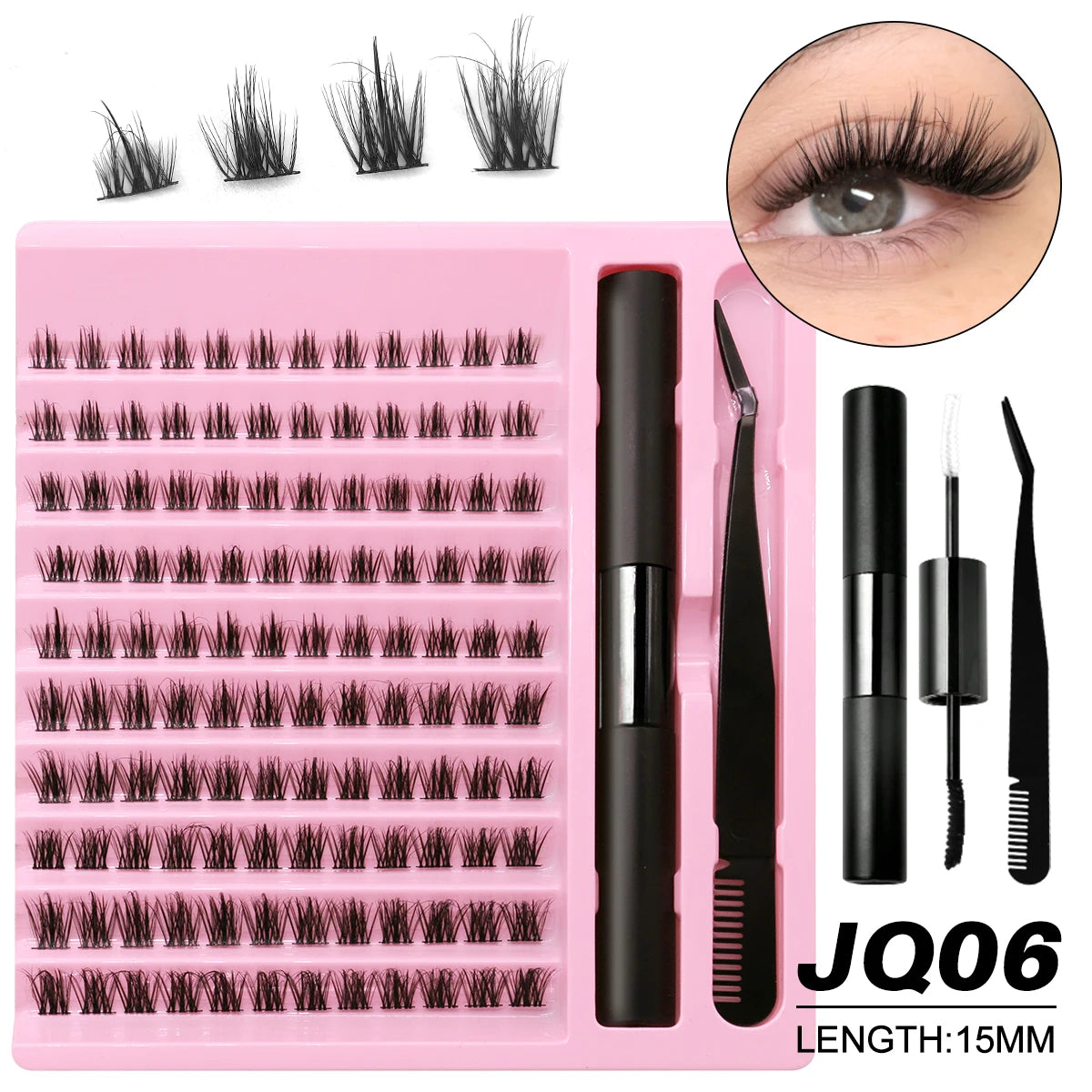 DIY Lashes Extension Kit Individual Eyelash Extension Kit Cluster Lashes Kit Lash Glue for Eyelash Extensions Makeup