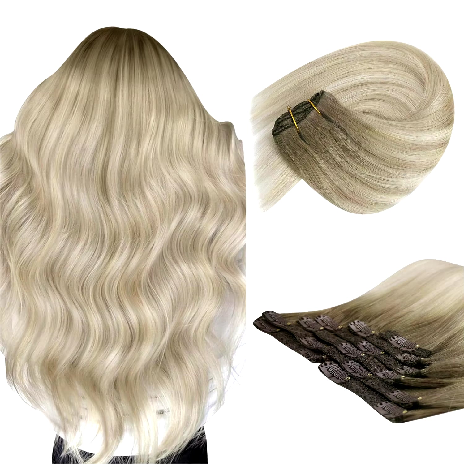 Clip in Hair Extension Human Hair Balayage Natural Human Hair Extension Human Hair Clip Extension for Women