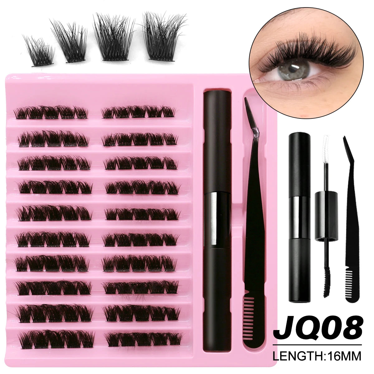 DIY Lashes Extension Kit Individual Eyelash Extension Kit Cluster Lashes Kit Lash Glue for Eyelash Extensions Makeup