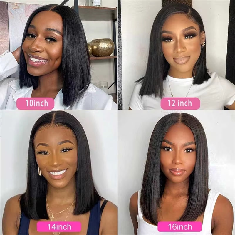 Human Brazilian Hair Short 4X4 Closure Bob Wig for Black Women Cheap Curly Bob Wigs Human Hair Lace Front Wig