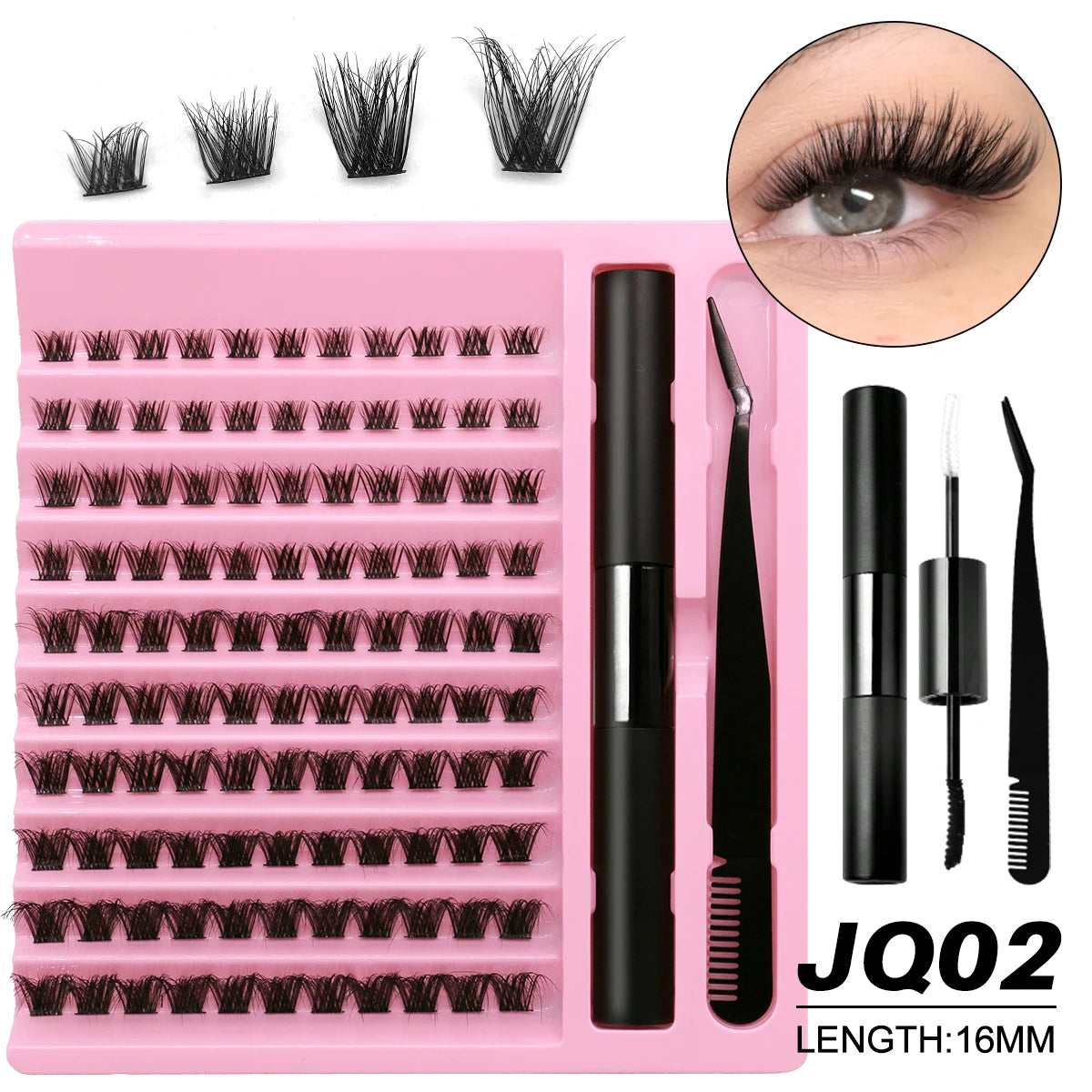 DIY Lashes Extension Kit Individual Eyelash Extension Kit Cluster Lashes Kit Lash Glue for Eyelash Extensions Makeup