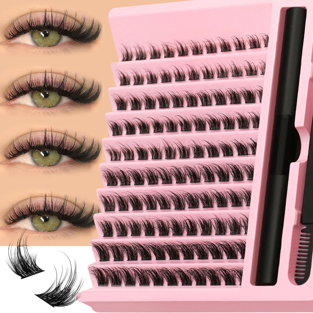 DIY Lashes Extension Kit Individual Eyelash Extension Kit Cluster Lashes Kit Lash Glue for Eyelash Extensions Makeup