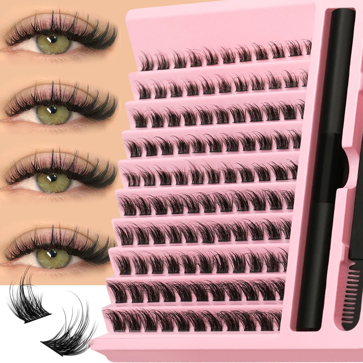 DIY Lashes Extension Kit Individual Eyelash Extension Kit Cluster Lashes Kit Lash Glue for Eyelash Extensions Makeup