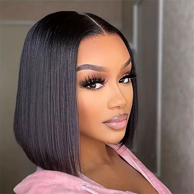 Human Brazilian Hair Short 4X4 Closure Bob Wig for Black Women Cheap Curly Bob Wigs Human Hair Lace Front Wig