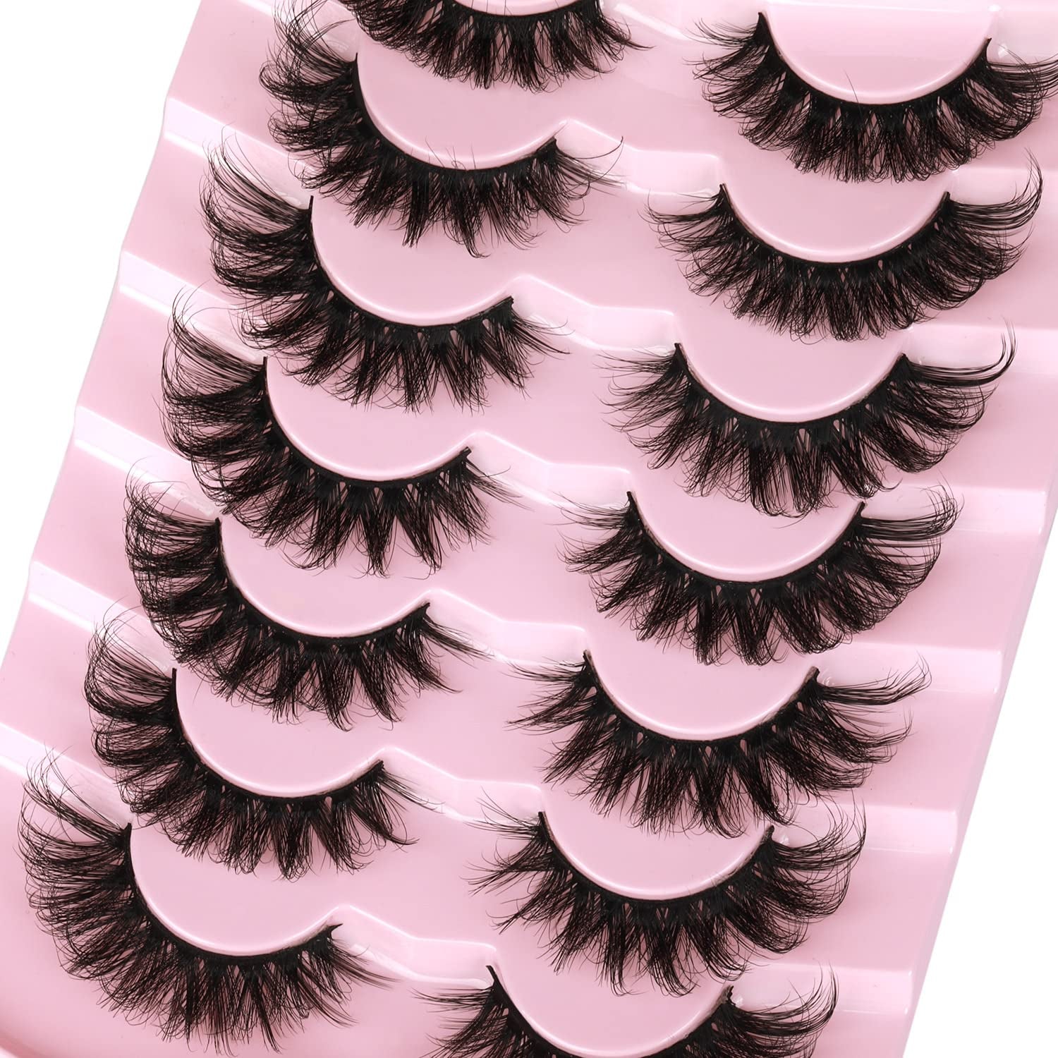 Mink Lashes Fluffy 6D False Eyelashes 17Mm Wispy Cat Eye Lashes That Look like Extensions Strip Lashes Pack