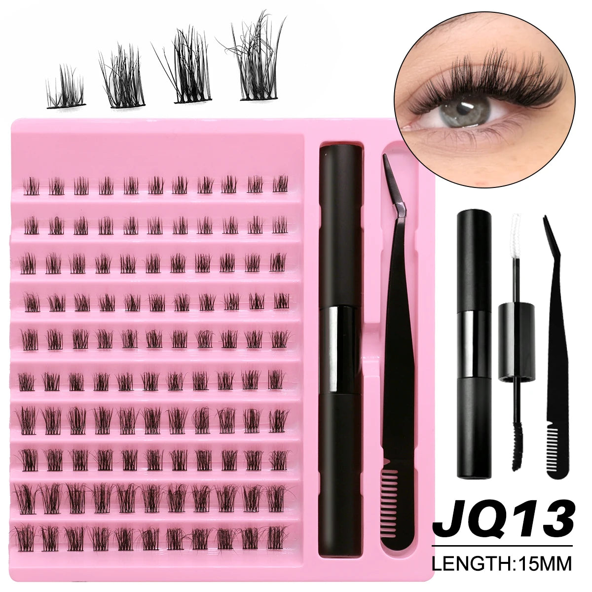 DIY Lashes Extension Kit Individual Eyelash Extension Kit Cluster Lashes Kit Lash Glue for Eyelash Extensions Makeup