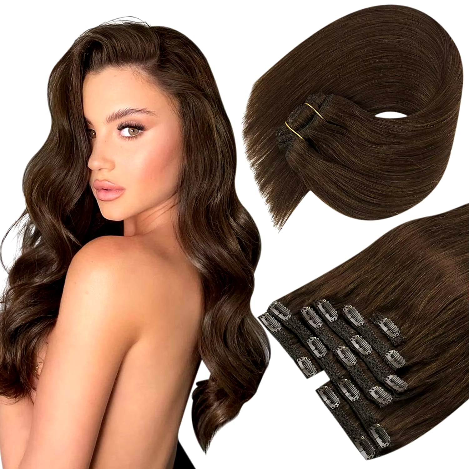 Clip in Hair Extension Human Hair Balayage Natural Human Hair Extension Human Hair Clip Extension for Women