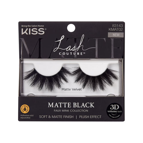 (6 Pack)  Lash Couture Matte Black Faux Mink False Eyelashes, Strip Lashes, Matte Velvet, Black, 1 Pair