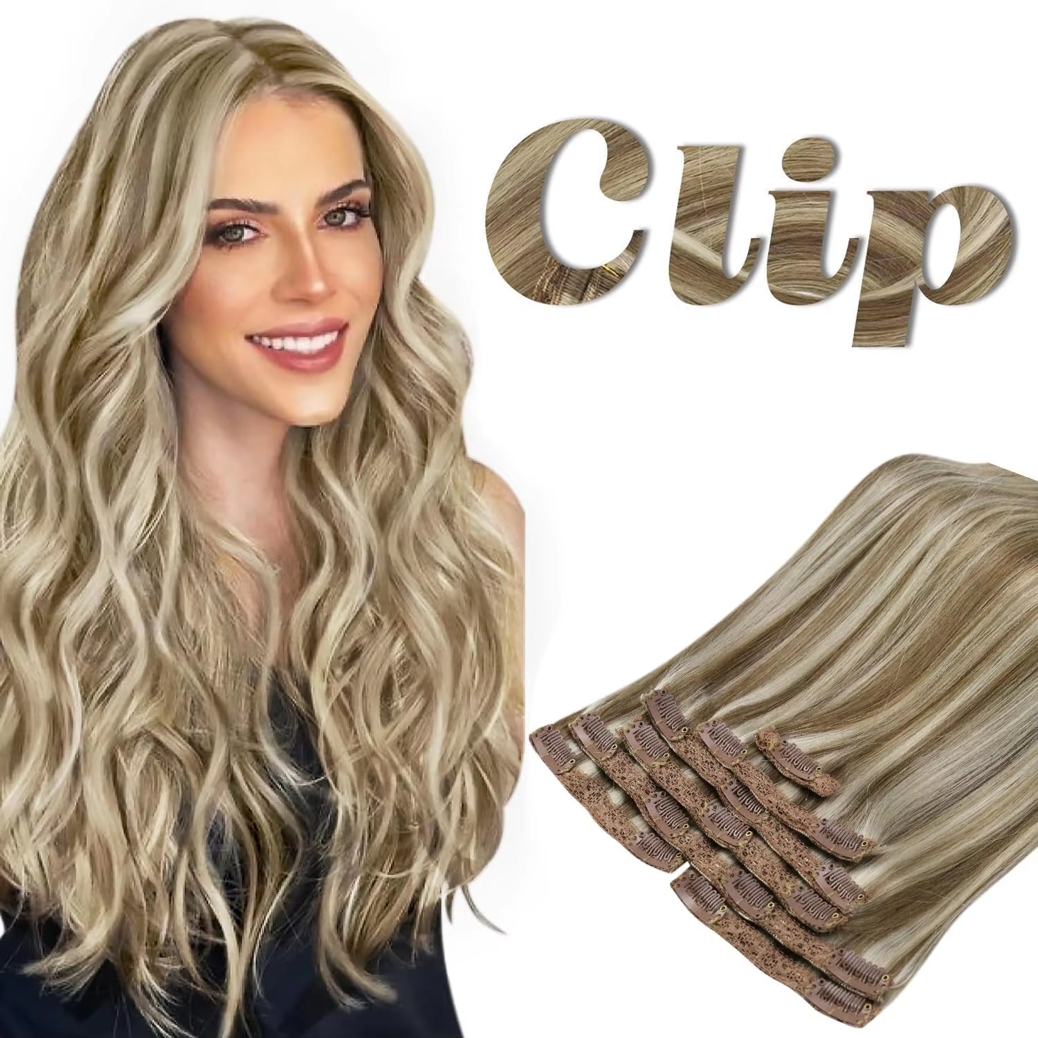 Clip in Hair Extension Human Hair Balayage Natural Human Hair Extension Human Hair Clip Extension for Women