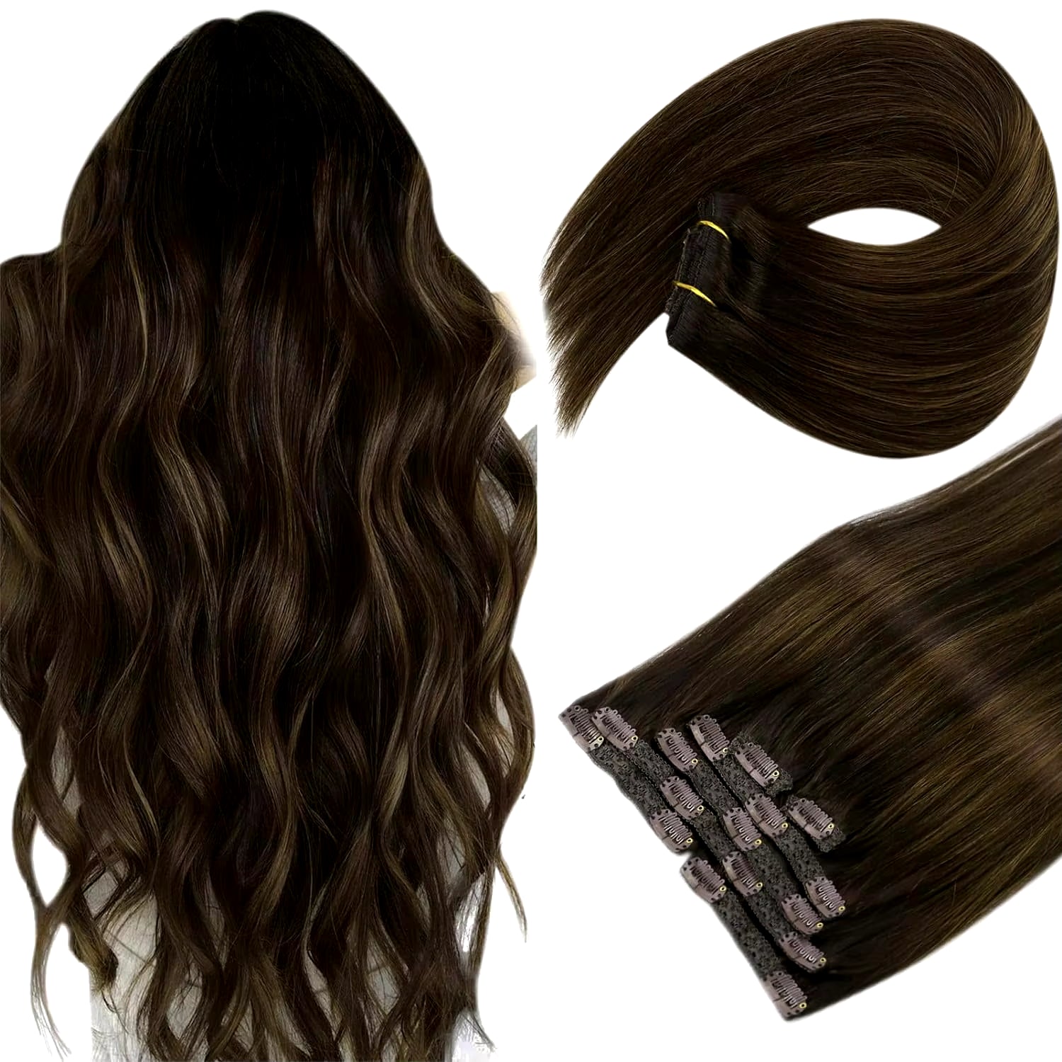 Clip in Hair Extension Human Hair Balayage Natural Human Hair Extension Human Hair Clip Extension for Women