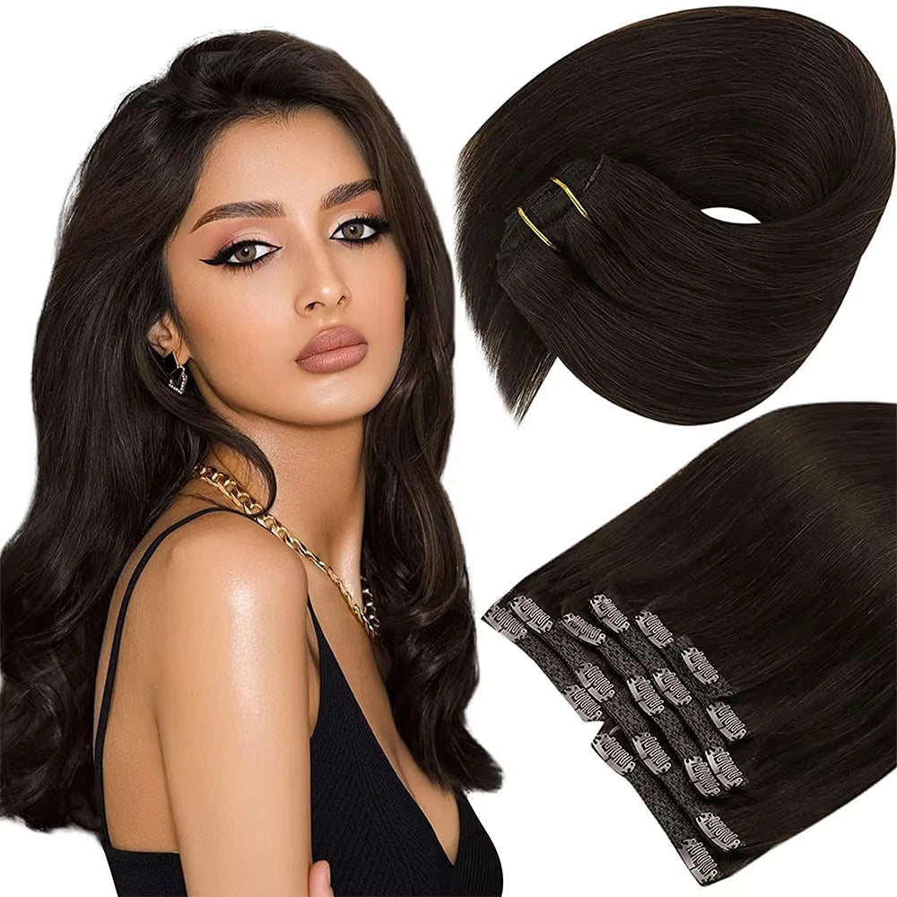 Clip in Hair Extension Human Hair Balayage Natural Human Hair Extension Human Hair Clip Extension for Women