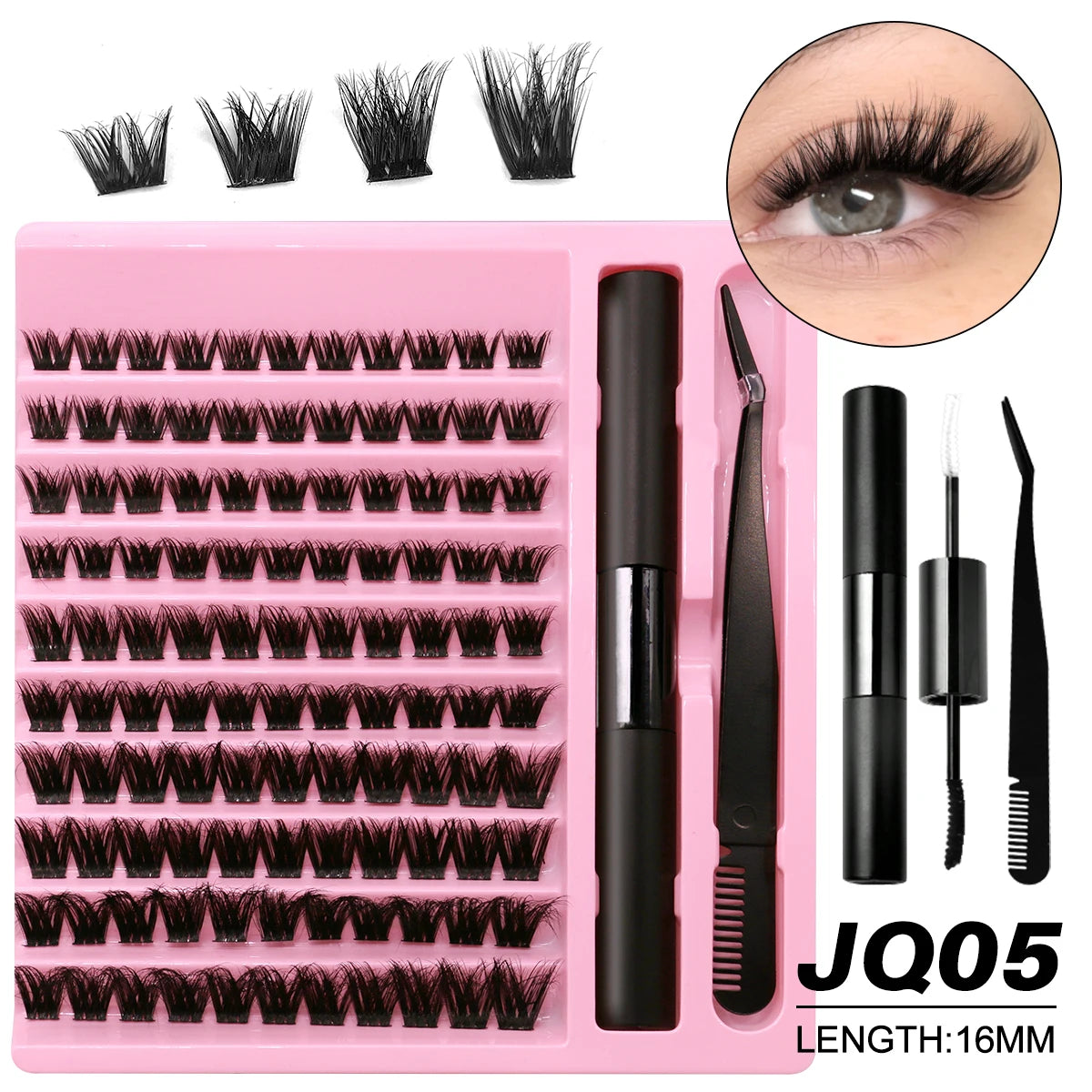 DIY Lashes Extension Kit Individual Eyelash Extension Kit Cluster Lashes Kit Lash Glue for Eyelash Extensions Makeup