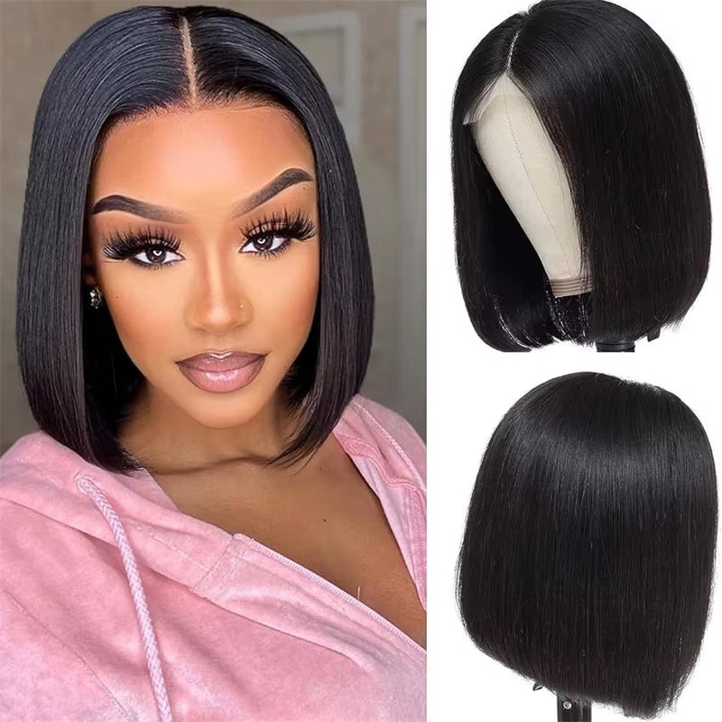 Human Brazilian Hair Short 4X4 Closure Bob Wig for Black Women Cheap Curly Bob Wigs Human Hair Lace Front Wig
