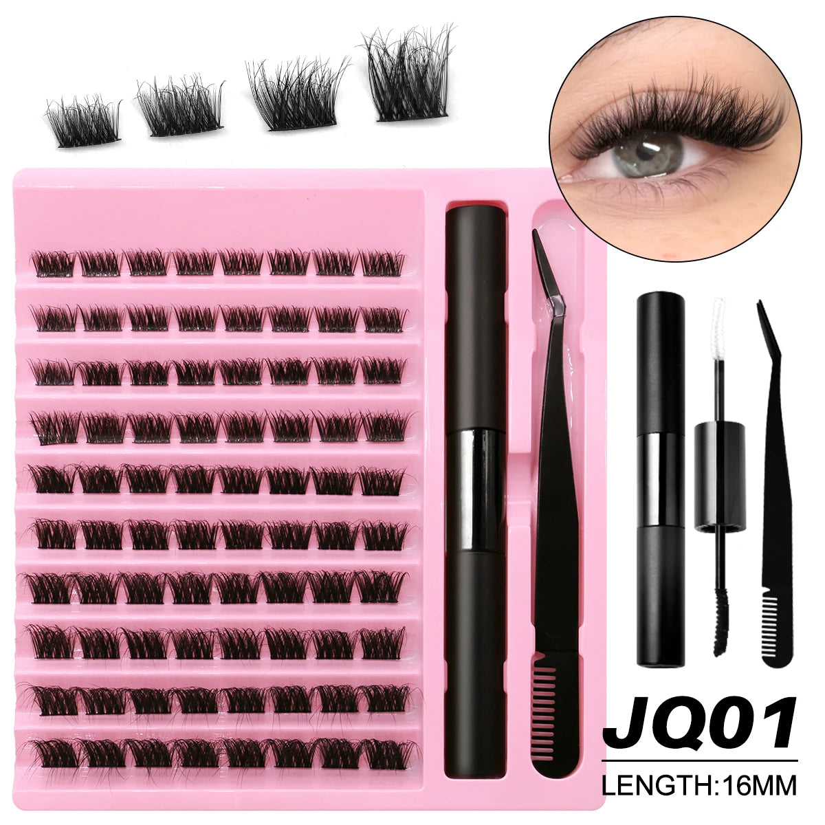 DIY Lashes Extension Kit Individual Eyelash Extension Kit Cluster Lashes Kit Lash Glue for Eyelash Extensions Makeup