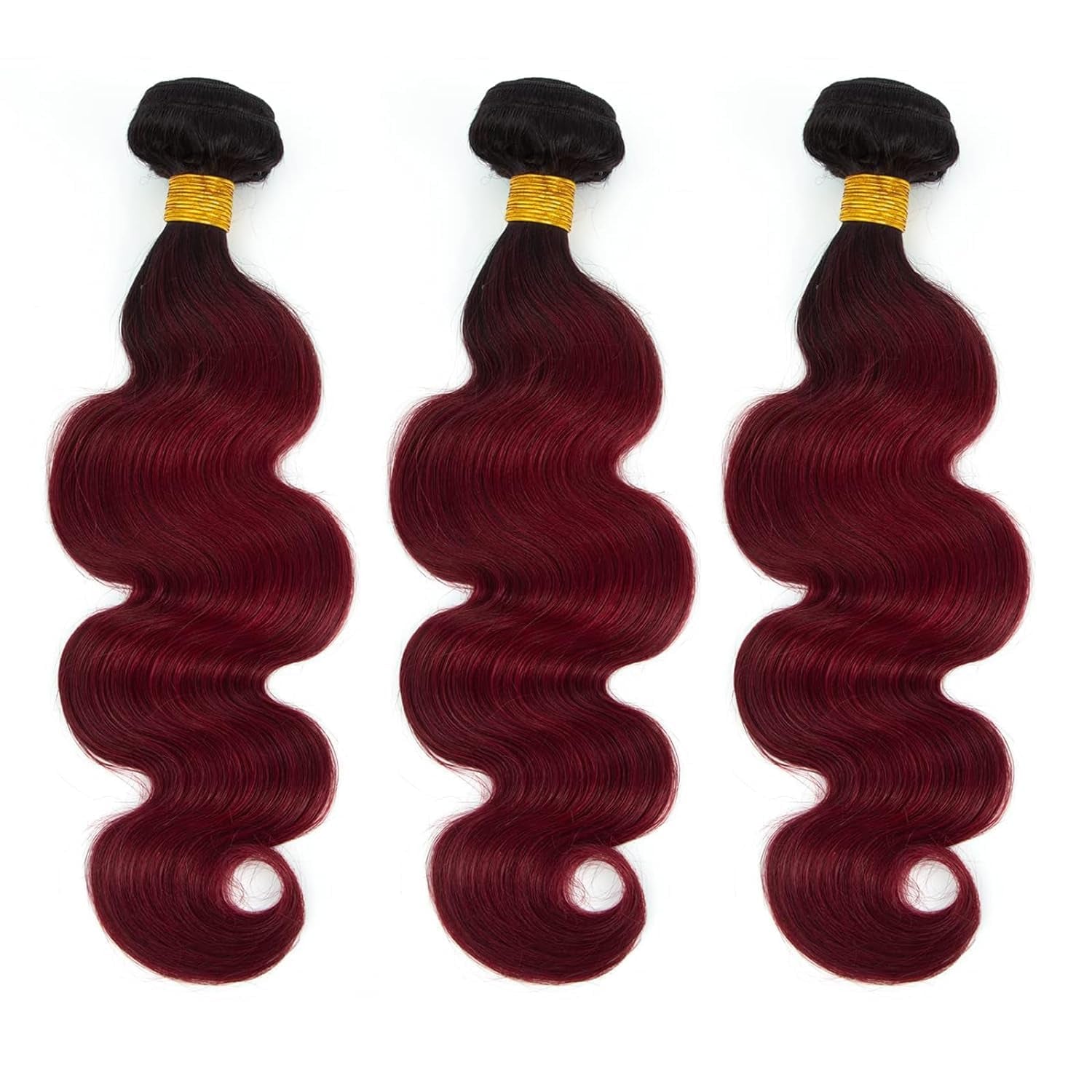 1B/99J Ombre Body Wave Bundles Human Hair 3 Bundles Human Hair Body Wave 100% Unprocessed Brazilian Virgin Hair(1B/99J-Bb-26 28 30Inch)